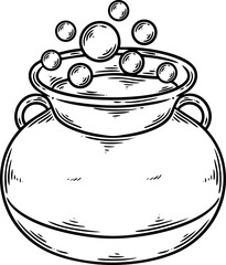 magic, cauldron, pot magic hand drawn