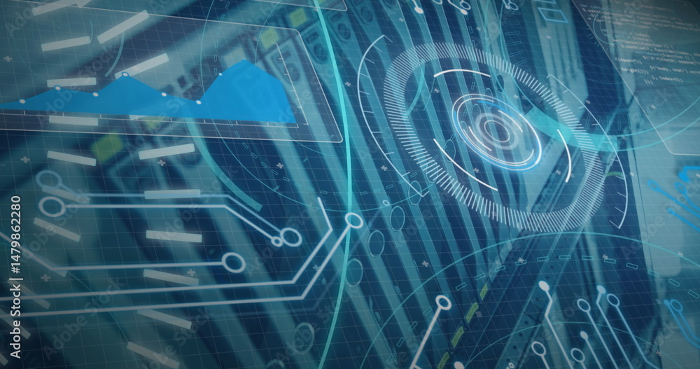 Poster image of processing circle and 5g over computer wires
