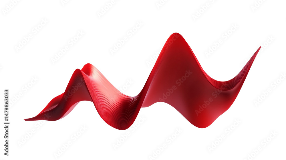 Poster crimson waves: abstract rendering of a red flowing structure on white