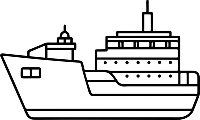 Obraz premium Cargo ship outline vector illustration for maritime design