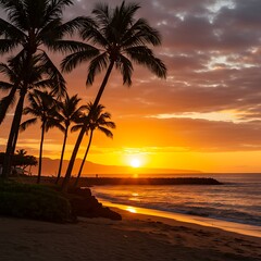 Golden Hour Paradise: Tropical Sunset Serenity