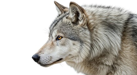 Fototapeta premium Stunning Side Facing Wolf isolated in white