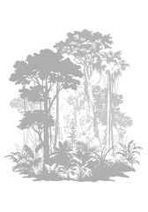 Fototapeta premium Silver Forest: Monochrome Jungle Serenity