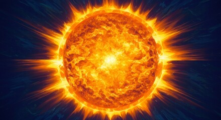 Fiery Sun Intense Solar Flare Cosmic Energy Starburst Burning Plasma
