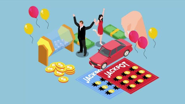 Lottery Jackpot Winners and Prizes 3d animation cartoon