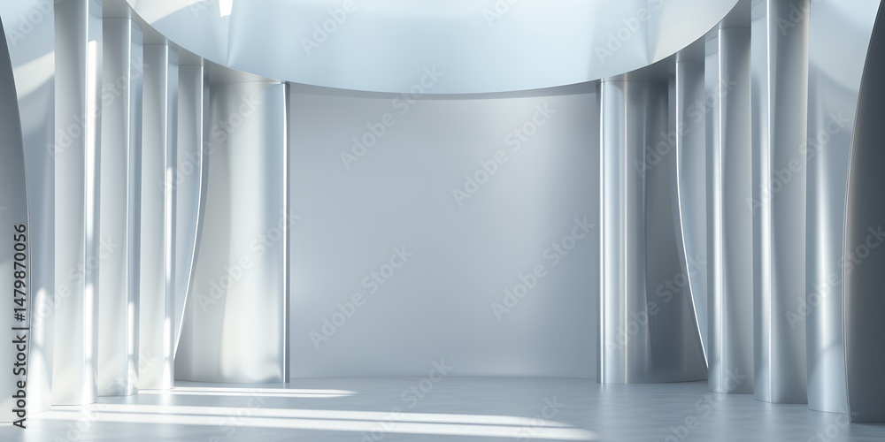 Poster a modern studio with curved walls and soft lighting creating a minimalist atmosphere design