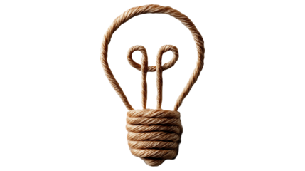 Rope Lightbulb Idea: A lightbulb crafted from rope, symbolizing creativity, innovation, and new ideas.