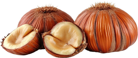 Closeup of Hazelnuts with Shells