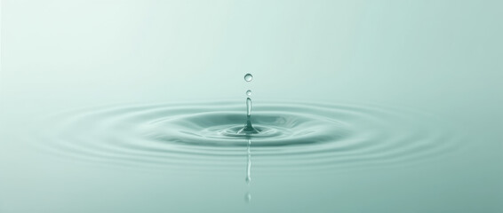 Tranquil drop impact on water surface.