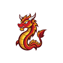 Naklejka premium Flat and Minimal Chinese dragon logo vector illustration isolated on white background