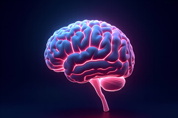 human brain colorful lights Neural Pathways  Concept brain full of creativity, showing multiple colors and actions, created with to represent how the,generative ai