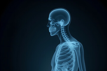 Human X-ray frame human body anatomy X ray hologram against black background ,generative ai
