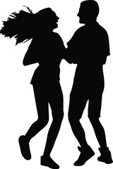 man and woman vector black silhouette,  man and women love illustration vector black, holding hand romance vector black