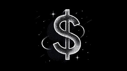 Glowing Dollar Sign with Dots - Financial Concept Illustration