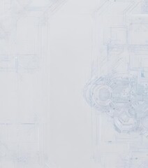 Faint blue technical drawing pattern on clean white , photography, draft