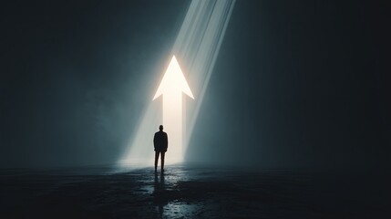 Mysterious Man Standing in Dark Room