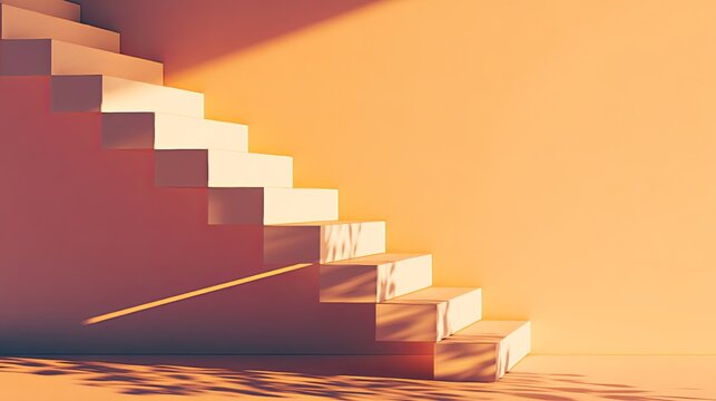 Minimalist White Staircase with Shadow - Interior Design Concept
