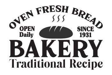 Oven Fresh Bread Bakery Traditional Recipe,svg design