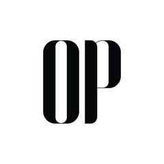 OP monogram logo design letter text name symbol monochrome logotype alphabet character simple logo