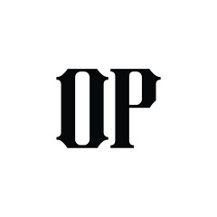 OP monogram logo design letter text name symbol monochrome logotype alphabet character simple logo