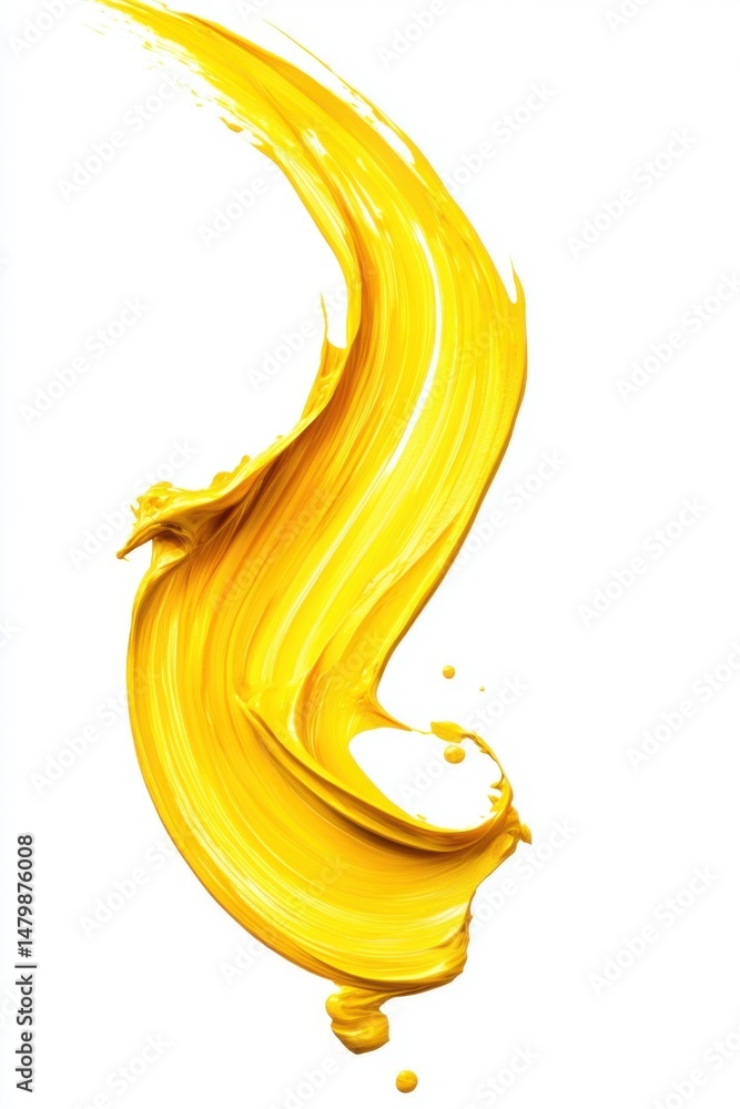 Poster yellow paint swirl isolated on white background studio shot abstract art texture design element grap