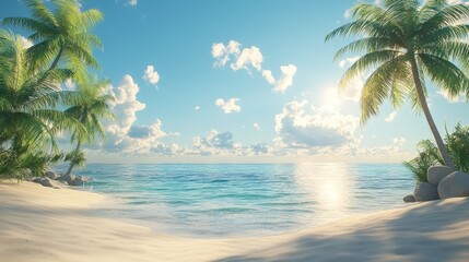 Summer time holiday background 3D Rendering