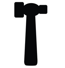 Cute cartoon hand drawn vector hammer silhouette.