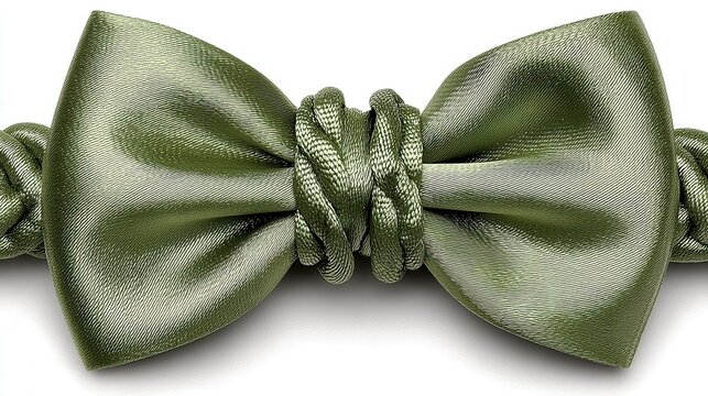 Elegant Green Satin Bow Tie with Adjustable Band for Formal Occasions