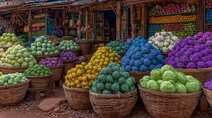 Vibrant Asian Market Colorful Cabbage Harvest.