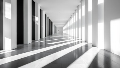 Fototapeta premium Empty modern hallway, light and shadow