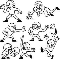 Naklejka premium Football cartoons icons set – silhouette, playful and sports character symbols
