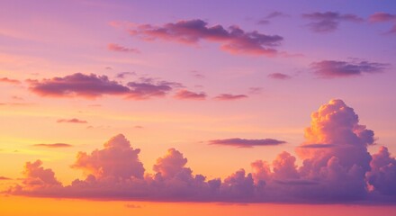 Serene Sunset Sky Vibrant Pink and Orange Cloudscape Panorama