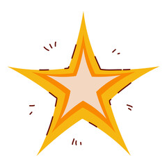 Obraz premium Star Symbol in Hand Drawn Style with Line Decorations. Golden Christmas star shape isolated on white background. Cute doodle icon perfect for cards, banners, Holiday events, posters, web, patterns