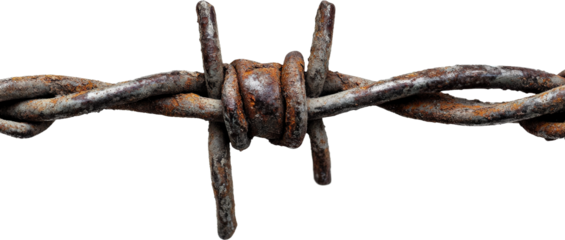 Rusty Barbed Wire Fence Detail