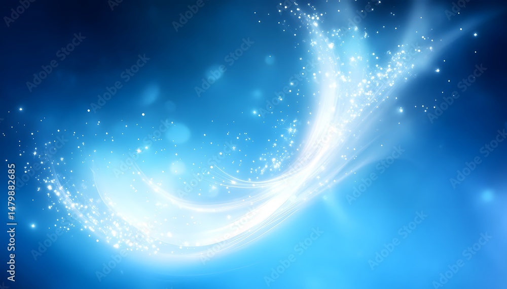 Poster abstract digital design with ethereal light streaks.
