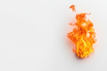 Flames dancing and flickering brightly on white background
