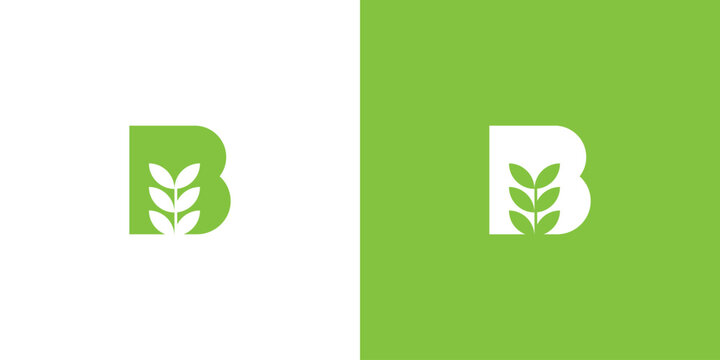 Letter B Plant Leaf Logo Design