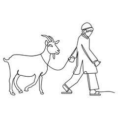 Man Holding Sacrificial Goat � Qurbani Eid Icon