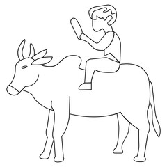 Boy Sitting on Cow � Eid ul Adha Qurbani Icon