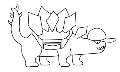 cute dinosaur character in linear doodle style. Element for sticker poster postcard icon avatar decor logo