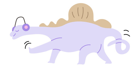 cute dinosaur character in doodle style. Element for sticker poster postcard icon avatar decor logo