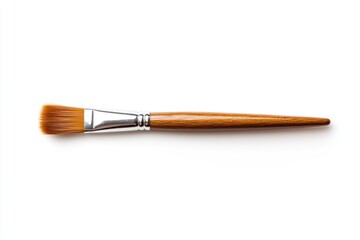 Fototapeta premium Paint brush with wooden handle and bristles on white background