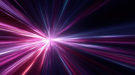Abstract Light Speed: A Burst of Neon Purple and Pink Rays