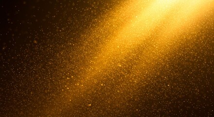 Golden Glittering Dust Particles Background Sparkling Light Beam Festive Texture