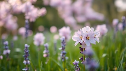 Fototapeta premium Pink bloosm flowers close up, flowers in the garden