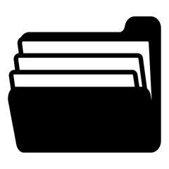 書類の挟まったフォルダ・ファイルのシンプルな白黒のアイコンイラスト