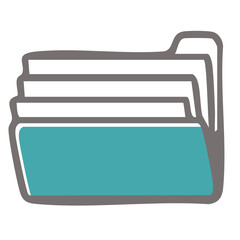 書類の挟まったフォルダ・ファイルのシンプルな手書きのアイコンイラスト