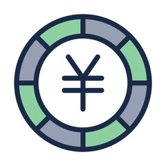 Yen Currency Circle Chart Icon