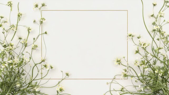 flowers frame bloom spring wedding copy space white background video motion