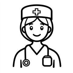 Obraz premium Nurse Icon with Cross - Emblazoned Hat and Stethoscope in Medical Field